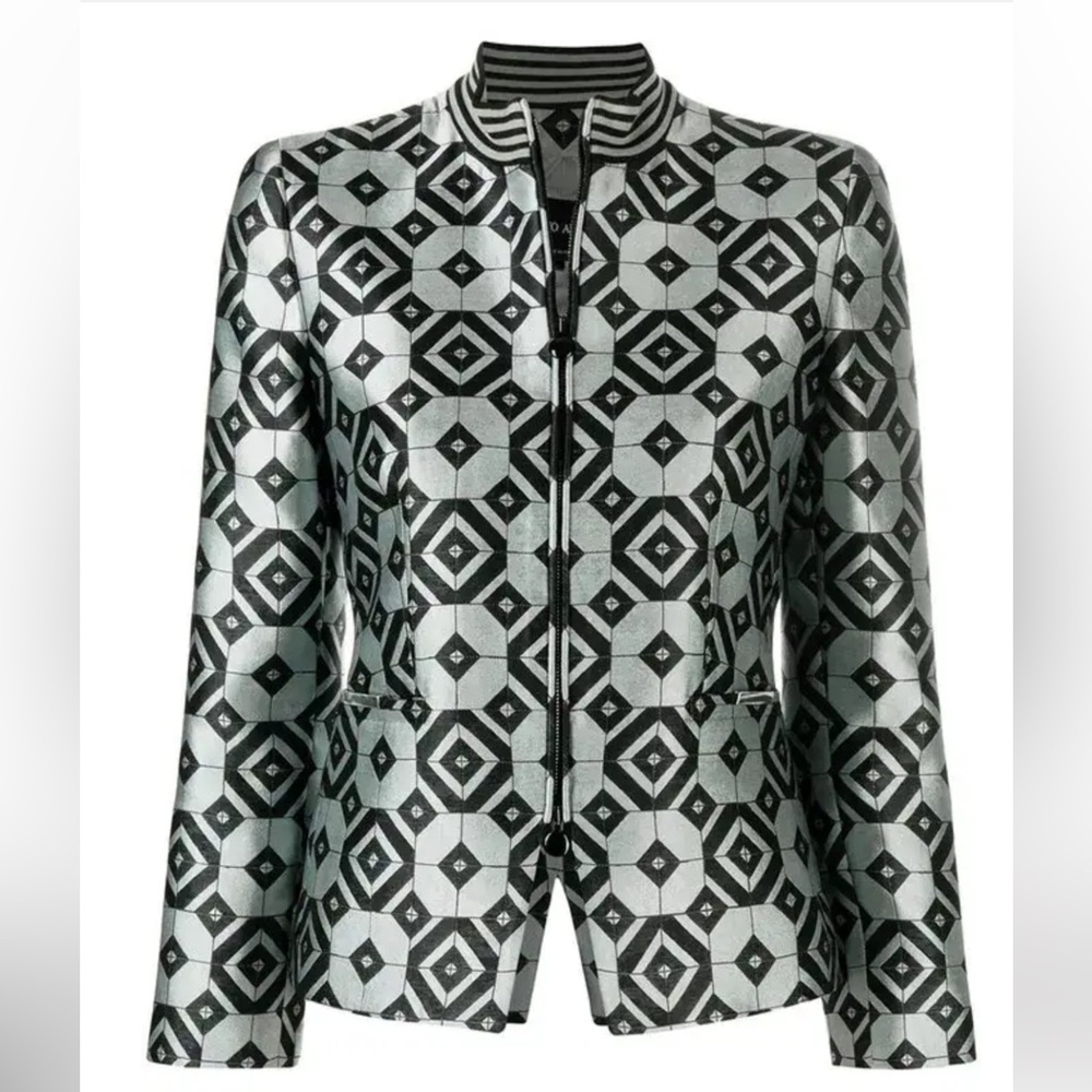 RARE GIORGIO ARMANI Geometric Print Tailored Jacket EU 40- US size 4